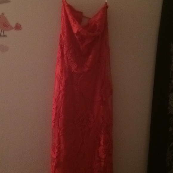 Strapless coral dress - Picture 1 of 1